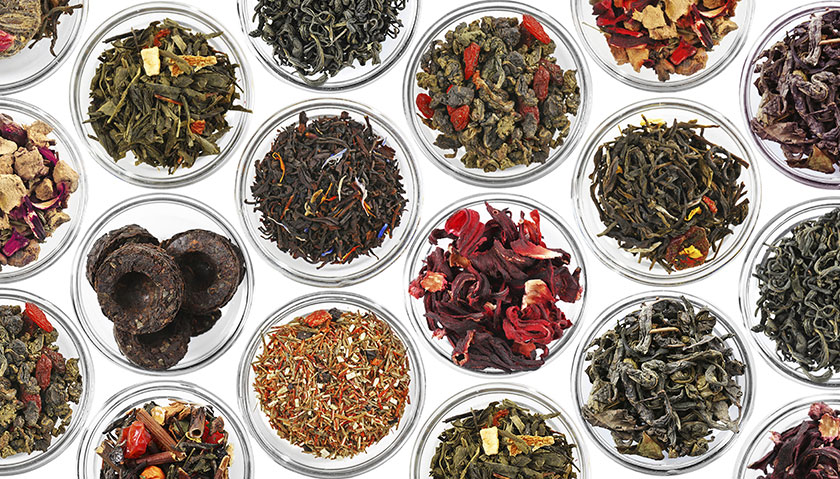 Различные виды чая в креманках